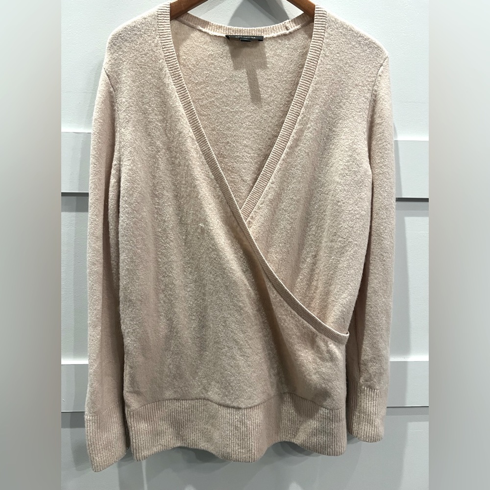 Ann Taylor Cream Wrap Sweater Women’s Medium